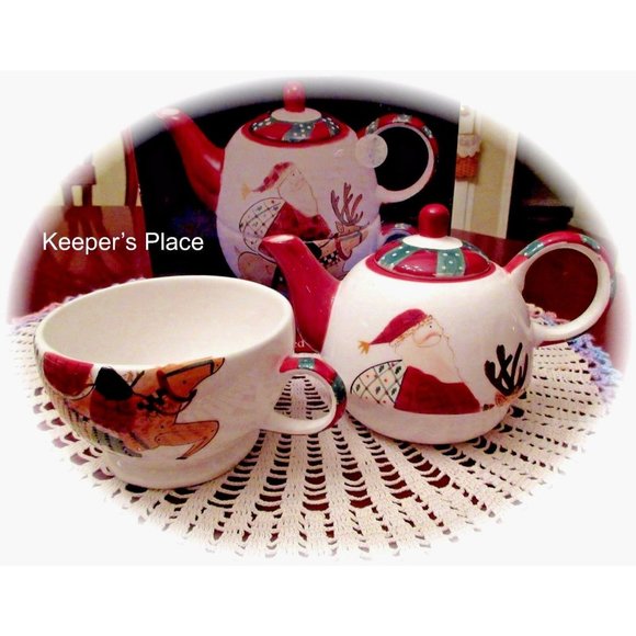 Debbie Mumm Tea For One SANTA'S SPIRIT Teapot - Picture 2 of 5